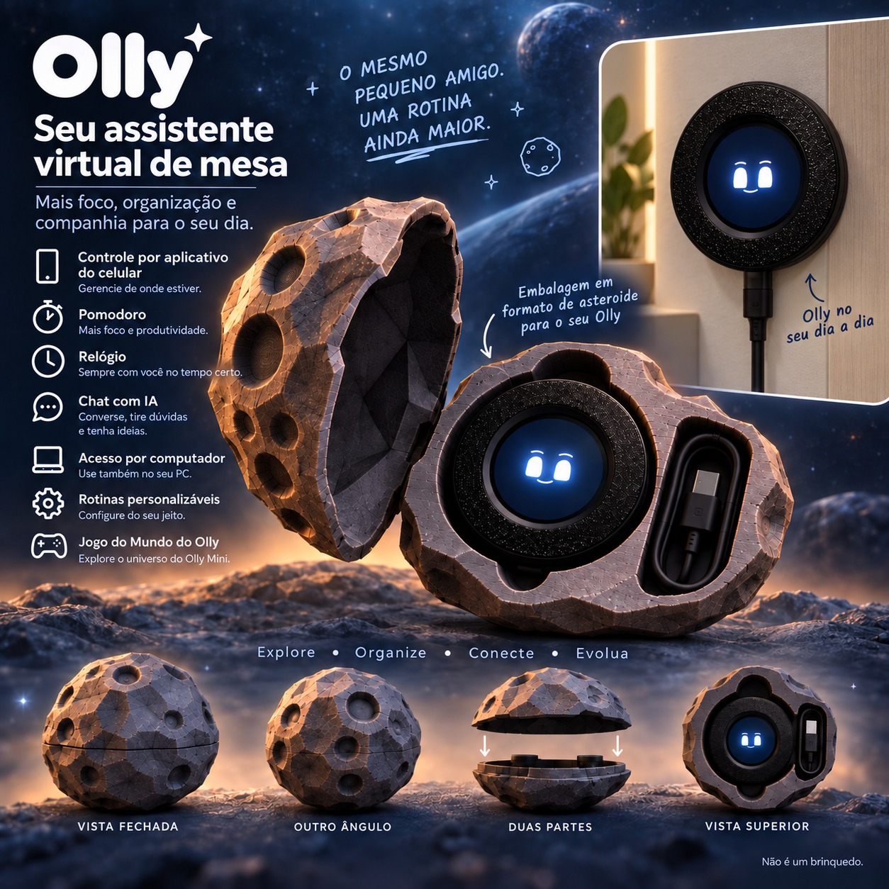 Olly Mini em disco acomodado no Asteroide