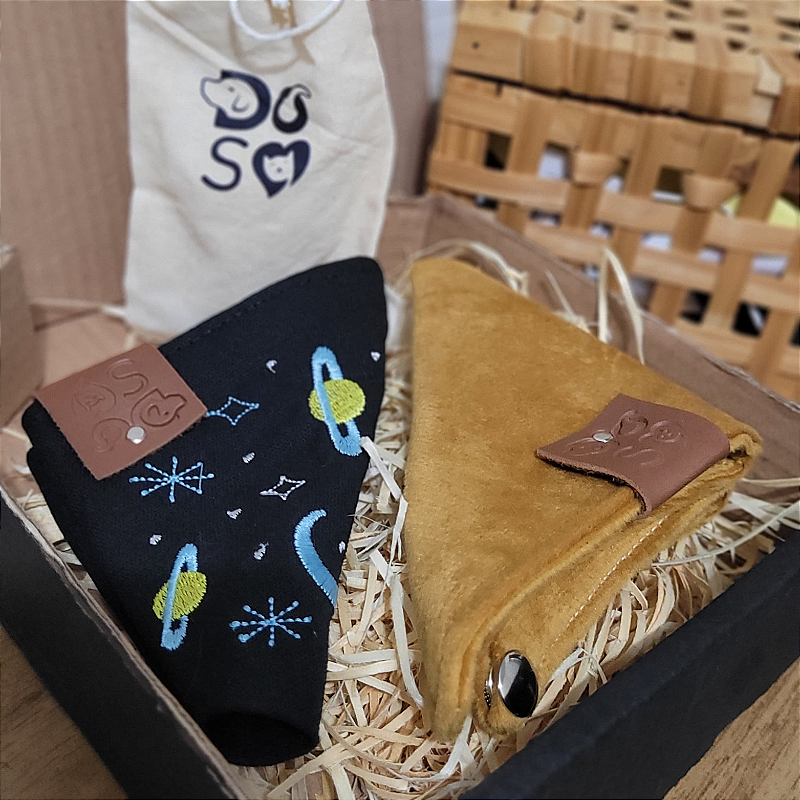 Super ShineBox pet com bandanas Galáxia e Dourada